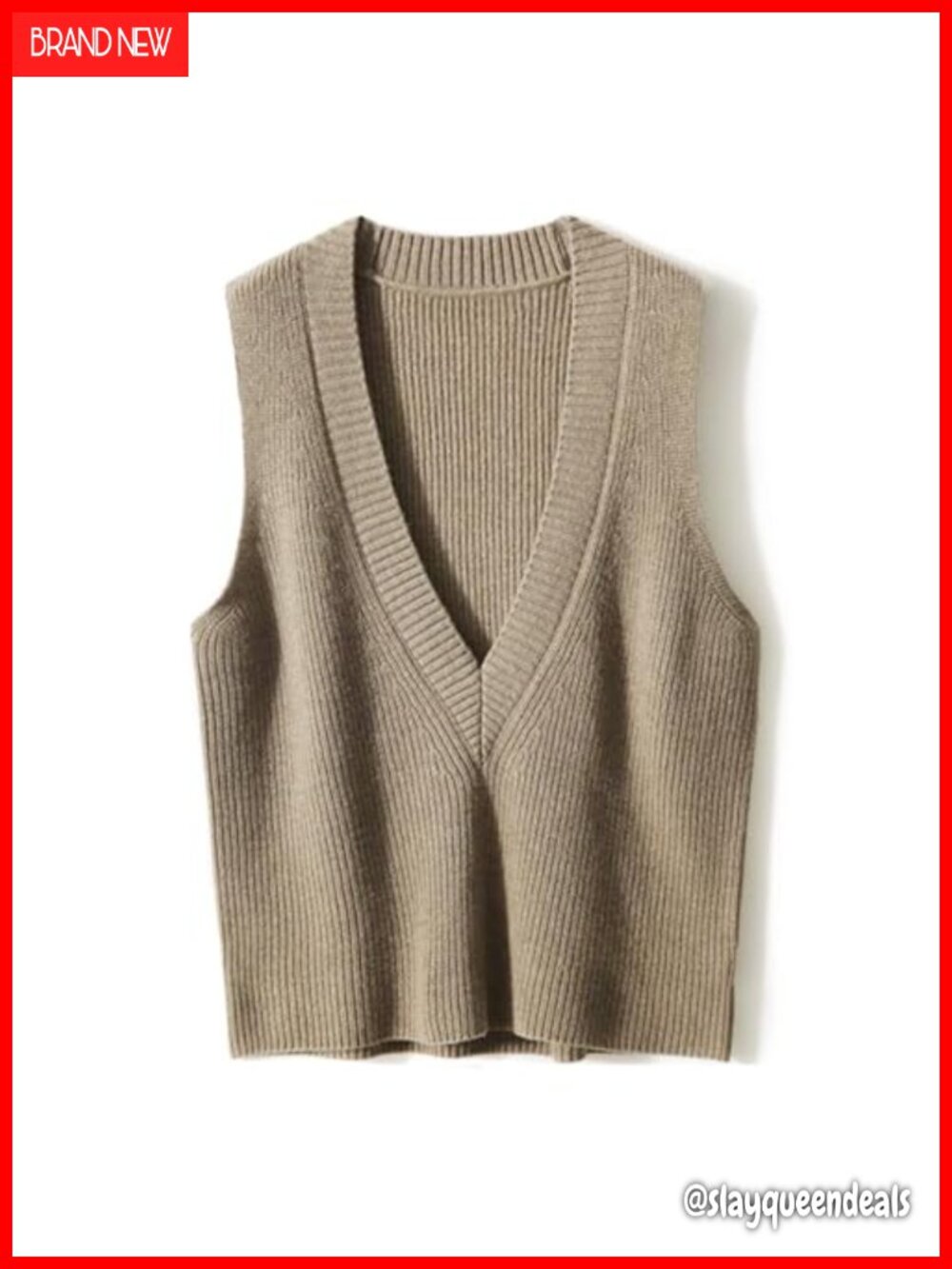 Women's V Neck Knit Sweater Vest Sleeveless Pullover Top